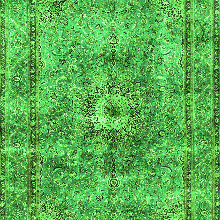 Serging Thickness of Machine Washable Persian Green Traditional Area Rugs, wshtr4361grn