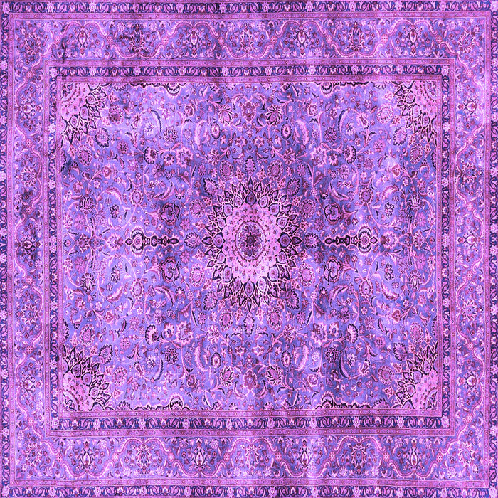 Square Machine Washable Persian Purple Traditional Area Rugs, wshtr4361pur
