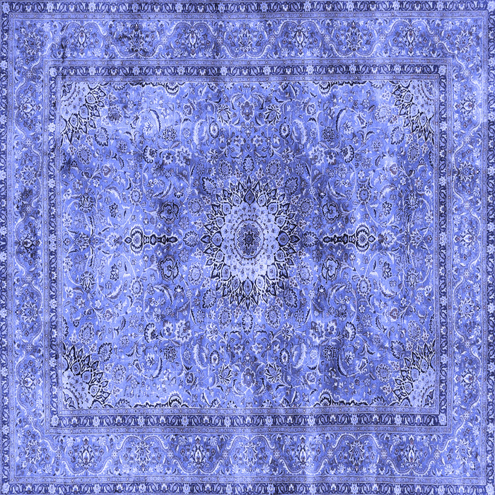 Square Machine Washable Persian Blue Traditional Rug, wshtr4361blu