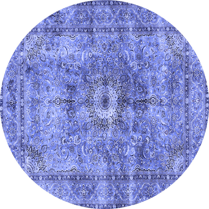 Round Persian Blue Traditional Rug, tr4361blu