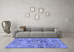 Machine Washable Persian Blue Traditional Rug in a Living Room, wshtr4361blu