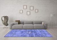 Machine Washable Persian Blue Traditional Rug, wshtr4361blu