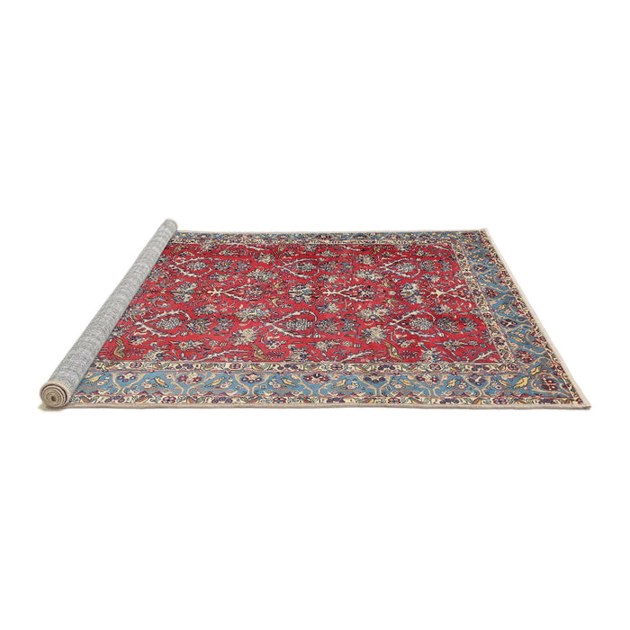 Sideview of Machine Washable Traditional Fire Brick Red Rug, wshtr4362