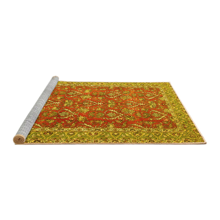 Sideview of Machine Washable Persian Yellow Traditional Rug, wshtr4362yw