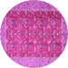 Round Machine Washable Persian Pink Traditional Rug, wshtr4362pnk