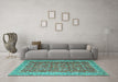 Machine Washable Persian Turquoise Traditional Area Rugs in a Living Room,, wshtr4362turq