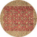 Round Machine Washable Persian Brown Traditional Rug, wshtr4362brn