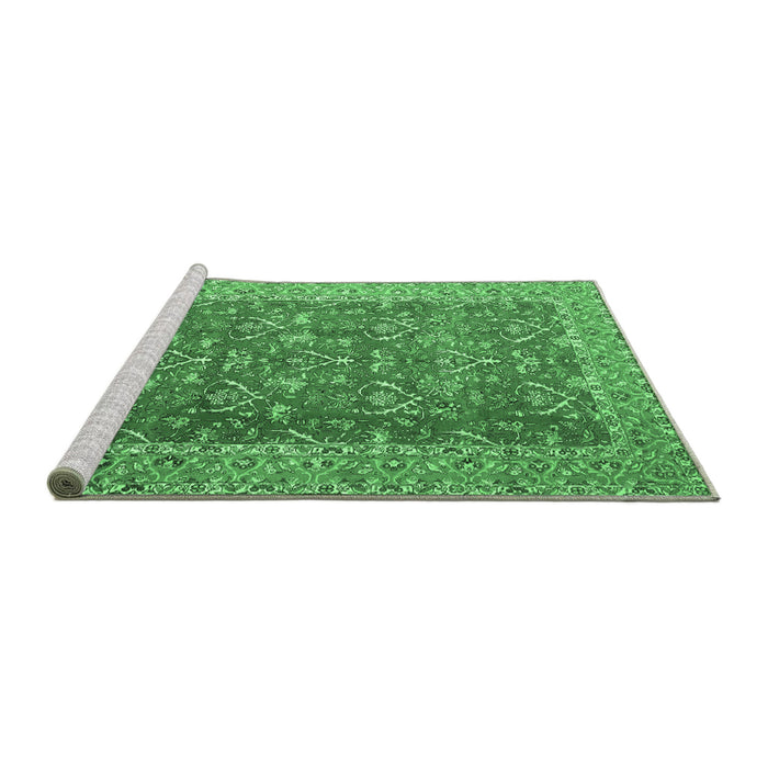 Sideview of Machine Washable Persian Emerald Green Traditional Area Rugs, wshtr4362emgrn