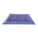 Sideview of Machine Washable Persian Blue Traditional Rug, wshtr4362blu