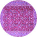 Round Machine Washable Persian Purple Traditional Area Rugs, wshtr4362pur