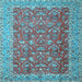 Square Machine Washable Persian Light Blue Traditional Rug, wshtr4362lblu