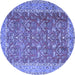 Round Machine Washable Persian Blue Traditional Rug, wshtr4362blu