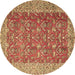 Round Persian Brown Traditional Rug, tr4362brn
