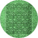 Round Persian Emerald Green Traditional Rug, tr4362emgrn