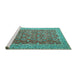 Sideview of Machine Washable Persian Turquoise Traditional Area Rugs, wshtr4362turq