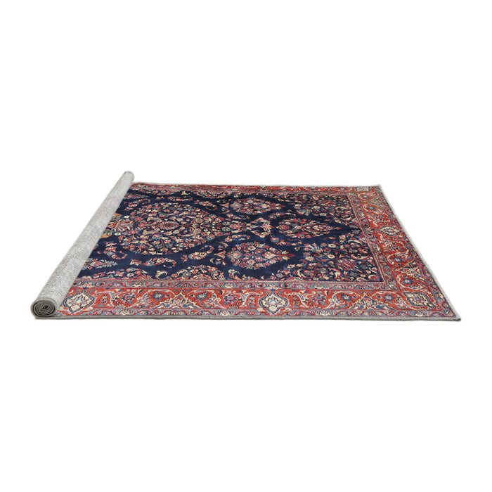 Sideview of Machine Washable Traditional Rosy Pink Rug, wshtr4363