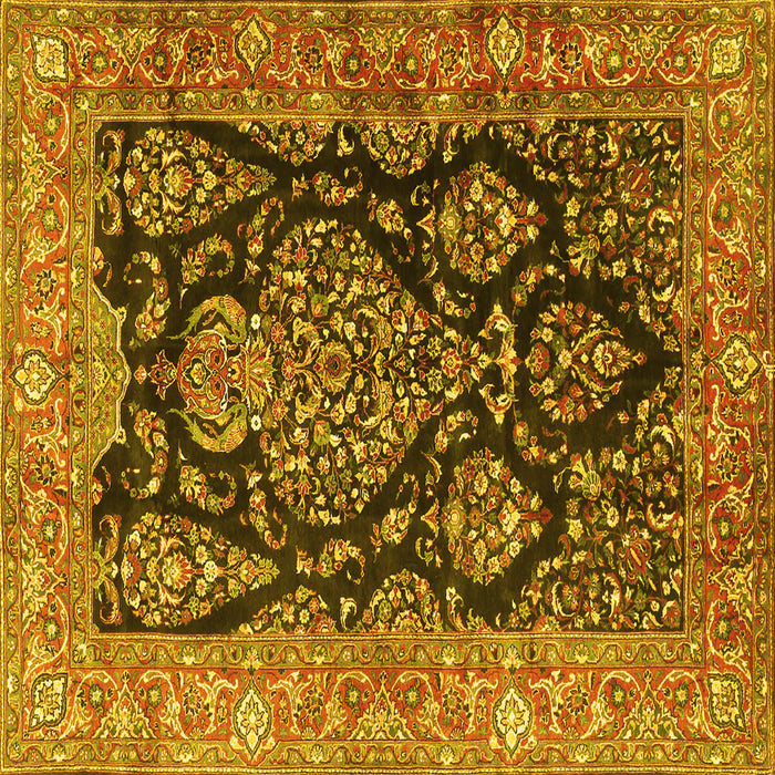 Square Persian Yellow Traditional Rug, tr4363yw