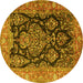 Round Persian Yellow Traditional Rug, tr4363yw