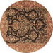 Round Machine Washable Persian Brown Traditional Rug, wshtr4363brn