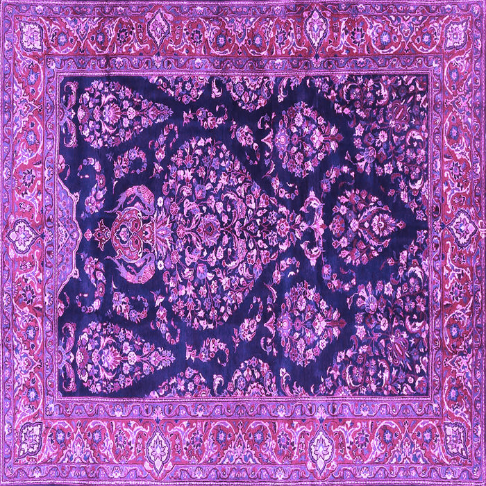 Square Machine Washable Persian Purple Traditional Area Rugs, wshtr4363pur