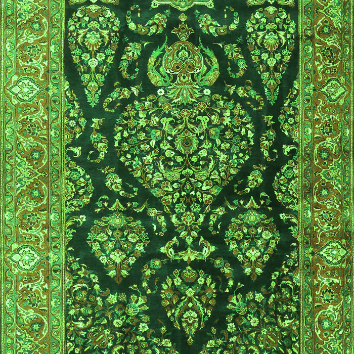 Serging Thickness of Machine Washable Persian Green Traditional Area Rugs, wshtr4363grn