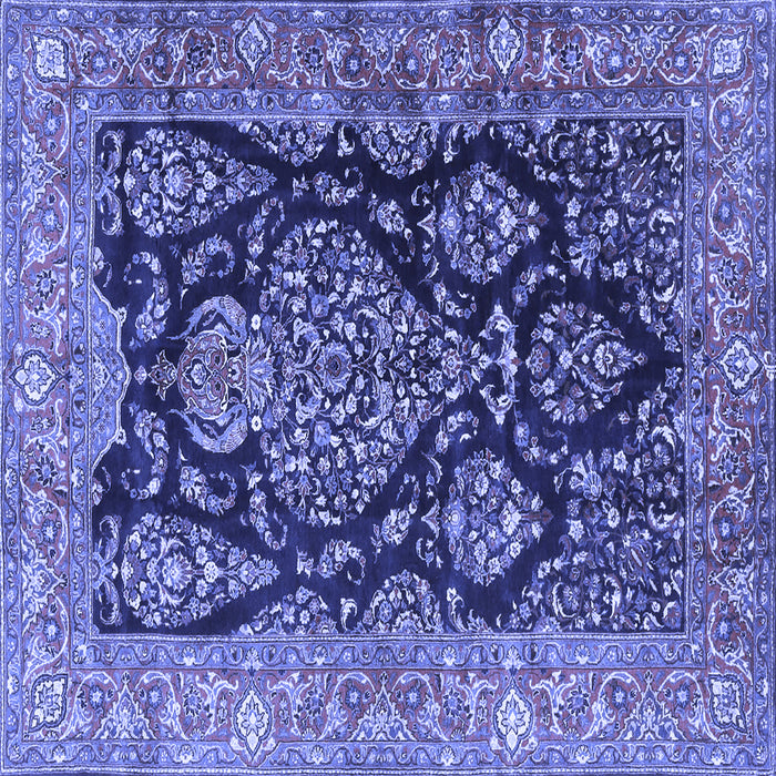 Square Machine Washable Persian Blue Traditional Rug, wshtr4363blu