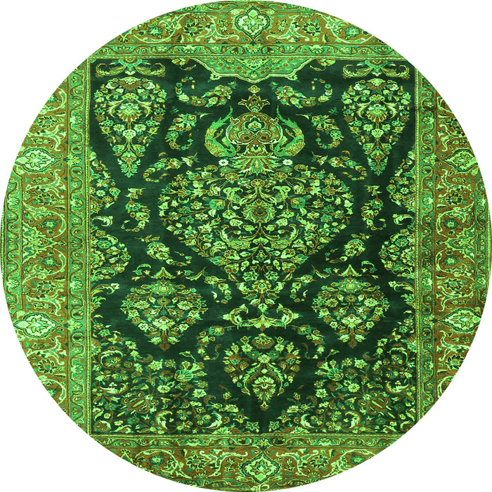 Square Persian Green Traditional Rug, tr4363grn