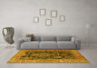 Machine Washable Persian Yellow Traditional Rug in a Living Room, wshtr4363yw