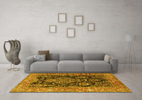 Machine Washable Persian Yellow Traditional Rug, wshtr4363yw