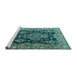 Sideview of Machine Washable Persian Turquoise Traditional Area Rugs, wshtr4363turq