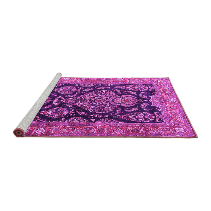 Sideview of Machine Washable Persian Pink Traditional Rug, wshtr4363pnk