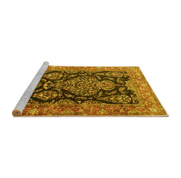 Sideview of Machine Washable Persian Yellow Traditional Rug, wshtr4363yw