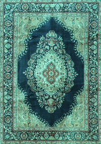 Medallion Turquoise Traditional Rug, tr4364turq