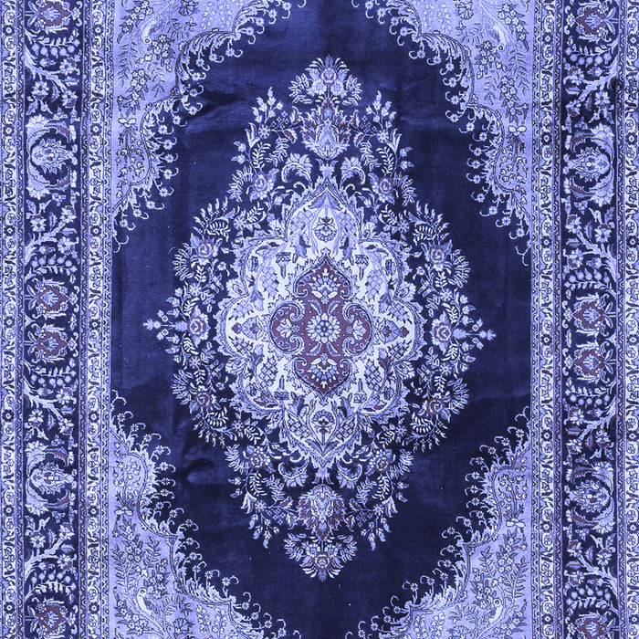 Machine Washable Medallion Blue Traditional Rug, wshtr4364blu