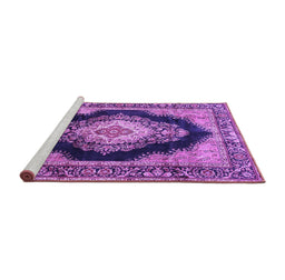 Sideview of Machine Washable Medallion Purple Traditional Area Rugs, wshtr4364pur