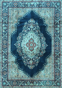 Medallion Light Blue Traditional Rug, tr4364lblu