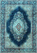 Medallion Light Blue Traditional Rug, tr4364lblu