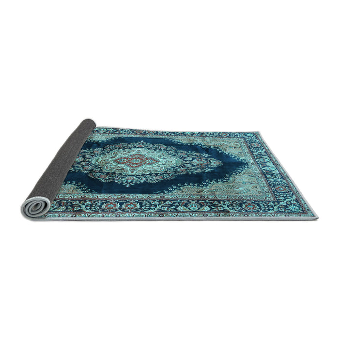 Sideview of Medallion Light Blue Traditional Rug, tr4364lblu