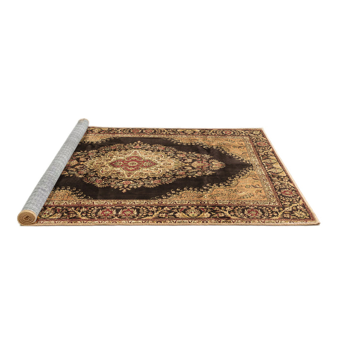Sideview of Machine Washable Medallion Brown Traditional Rug, wshtr4364brn