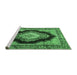 Sideview of Machine Washable Medallion Emerald Green Traditional Area Rugs, wshtr4364emgrn