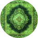 Square Medallion Green Traditional Rug, tr4364grn