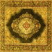 Square Medallion Yellow Traditional Rug, tr4364yw