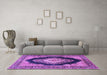 Machine Washable Medallion Purple Traditional Area Rugs in a Living Room, wshtr4364pur
