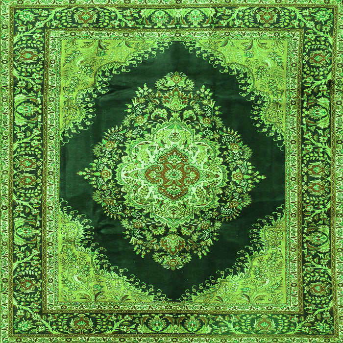 Serging Thickness of Medallion Green Traditional Rug, tr4364grn