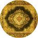 Round Medallion Yellow Traditional Rug, tr4364yw