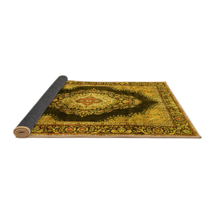 Sideview of Medallion Yellow Traditional Rug, tr4364yw