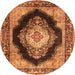 Machine Washable Medallion Orange Traditional Area Rugs, wshtr4364org