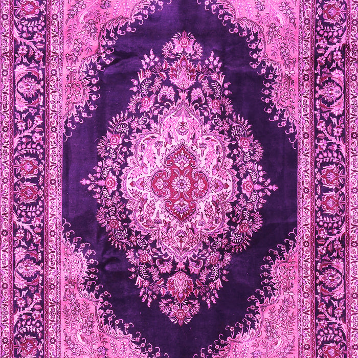 Machine Washable Medallion Pink Traditional Rug, wshtr4364pnk