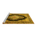 Sideview of Machine Washable Medallion Yellow Traditional Rug, wshtr4364yw