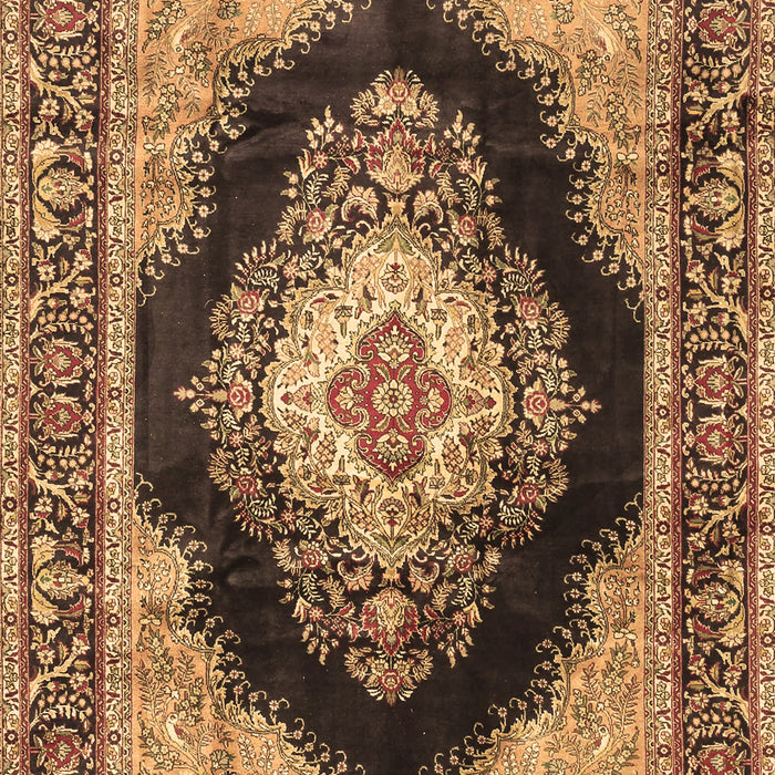 Machine Washable Medallion Brown Traditional Rug, wshtr4364brn